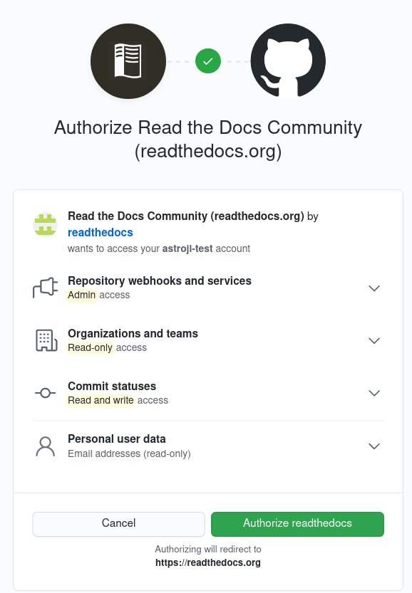 GitHub authorization page